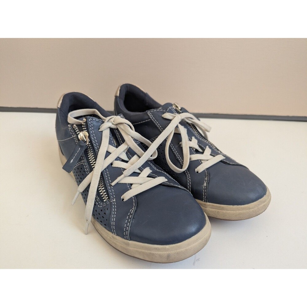 Earth Origins Etta Women's 8 Blue Leather Zip Lace Up Shoes Size Comfort
